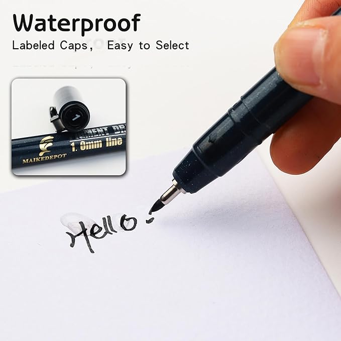 Micro Fineliner Drawing Art Pens Calligraphy Pens for Artist Drawing Supplies, 16 Set Waterproof Black Ink Pens for Sketching,Technical Drawing