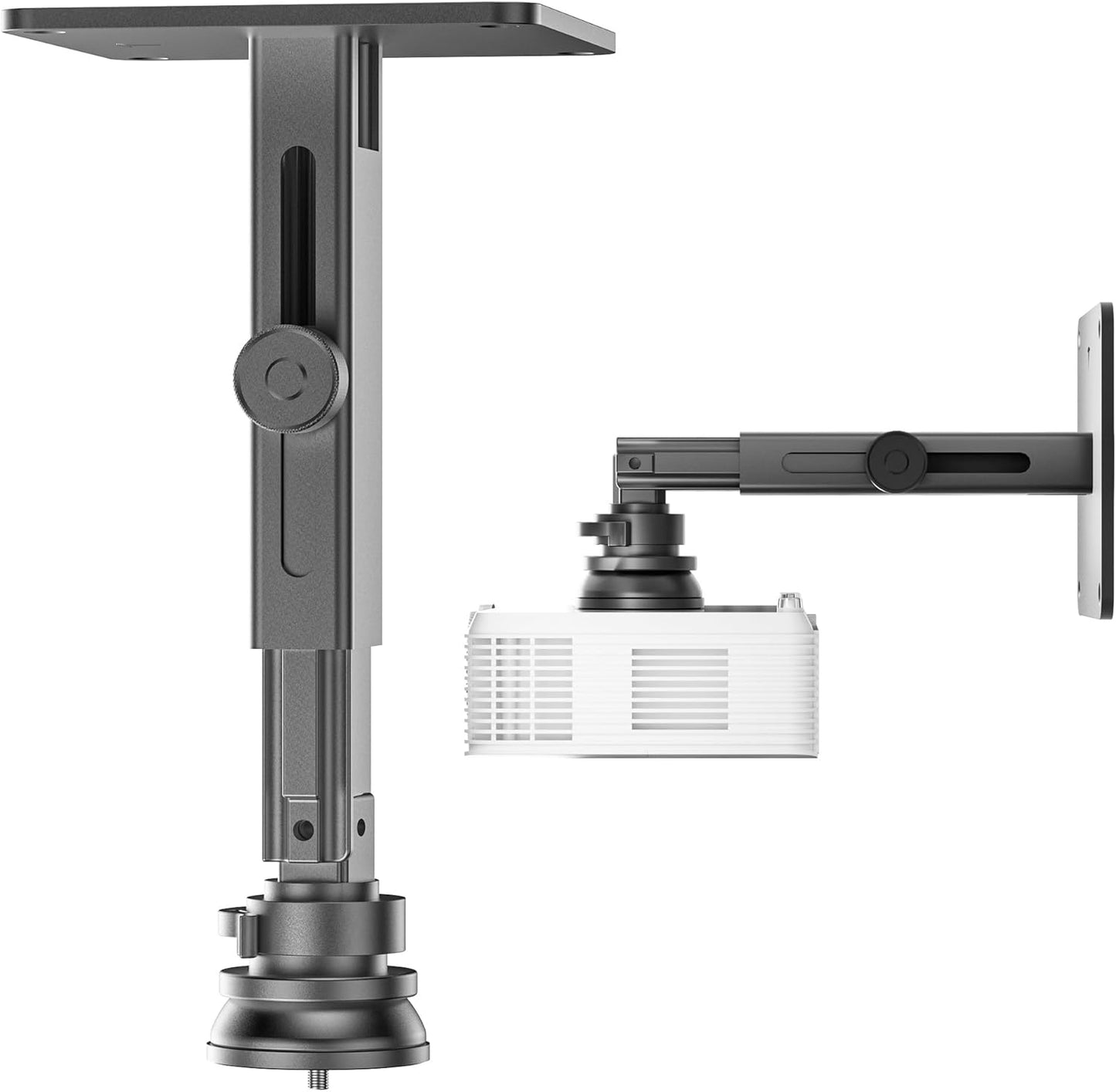 Projector Stand - Single Hole Hanging Height Adjustable Wall Ceiling Mount, Universal Mount with Retractable Arms - Aluminum Alloy Material, Load 33 lbs - Black