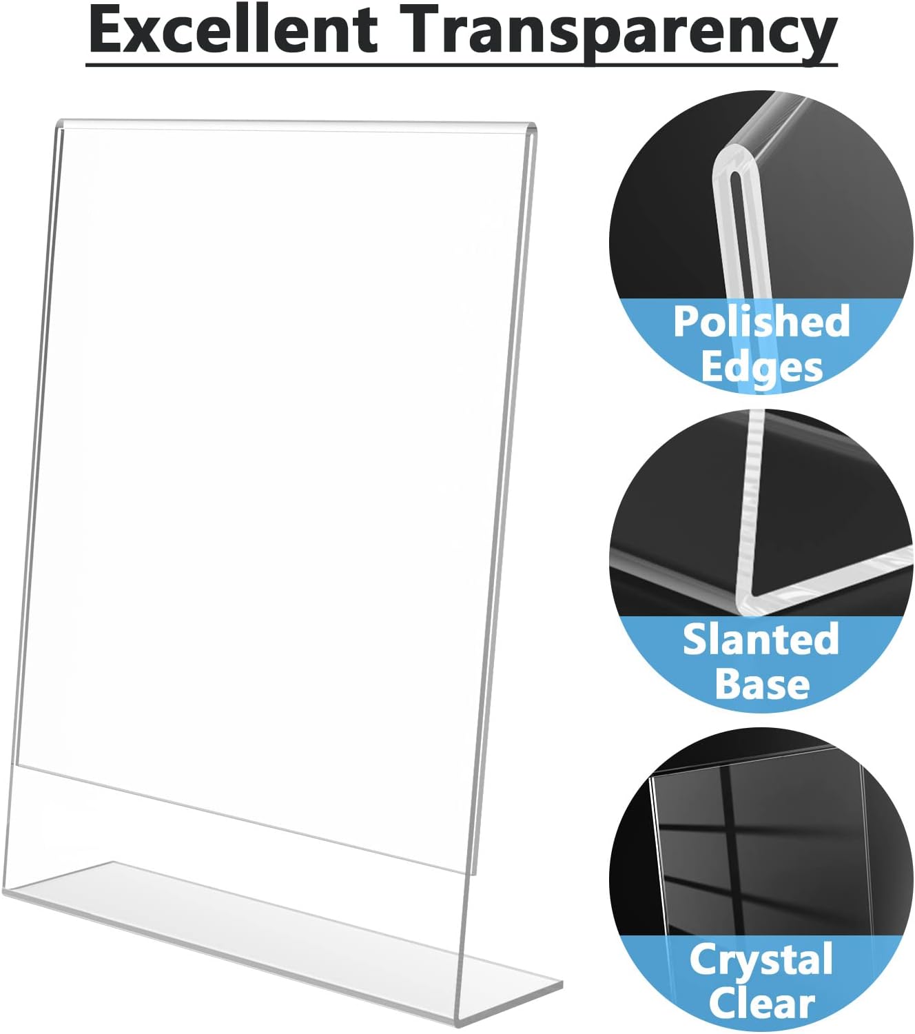 MaxGear Acrylic Sign Holder, Clear Sign Holders Plastic Display Stand 8.5 x 11 Inches Slant Back Countertop Display Picture Frames for Menus, Flyer, Use In Office, Store, 5 Pack