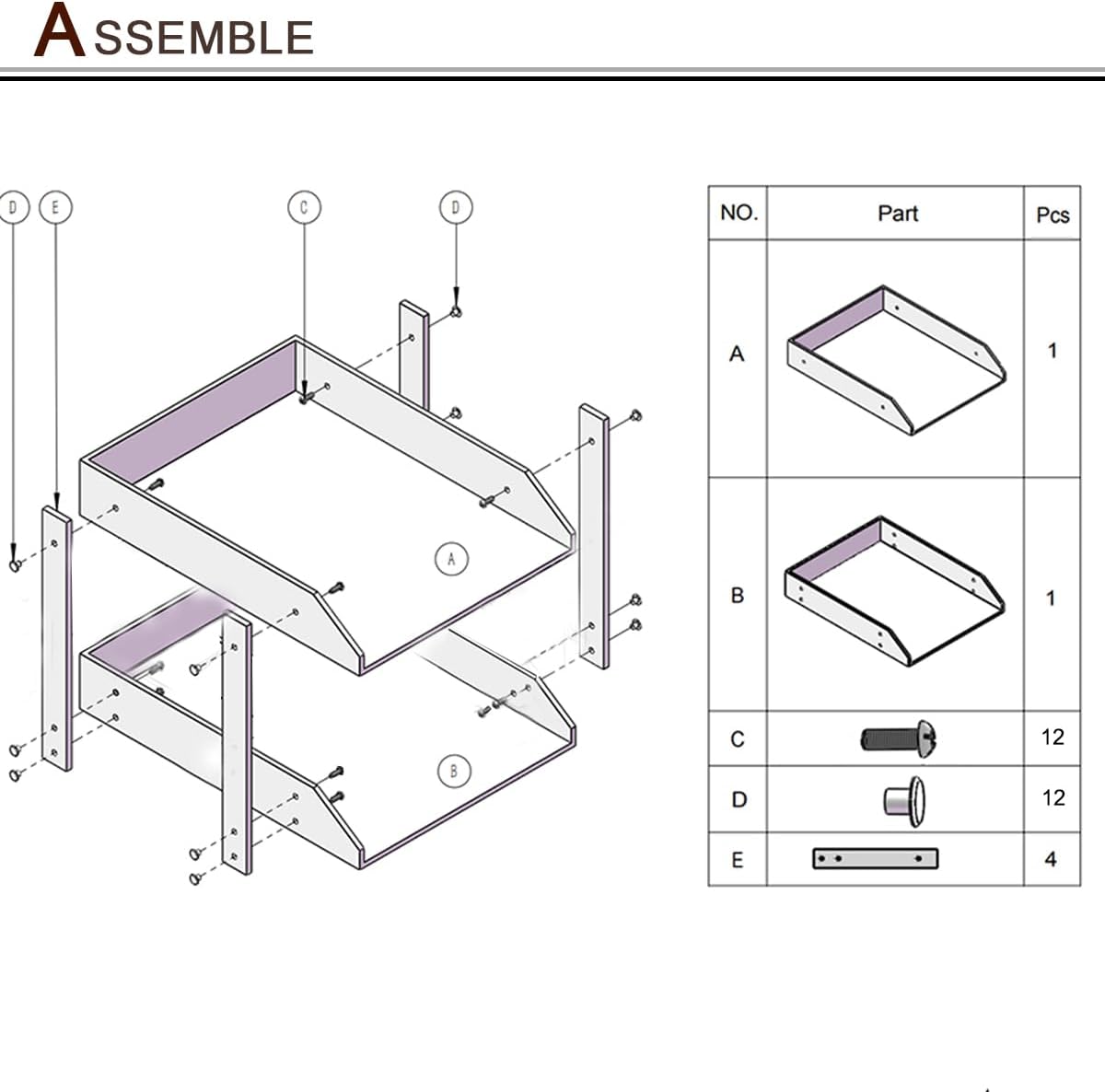 KINGFOM Letter Tray, Leather Paper Organizer Tray, Wooden Desk File Holder, Desktop File, Stackable Magazine Holder, Mail Sorter, Great for Home or Office - 2 Level Black