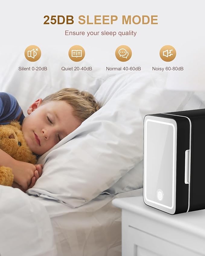 Makeup Fridge With Dimmable LED Light Mirror, 4L Mini Fridge for Bedroom, Car, Office & Dorm, Cooler & Warmer, Portable Small Refrigerator for Cosmetics, Skin Care and Food, Black