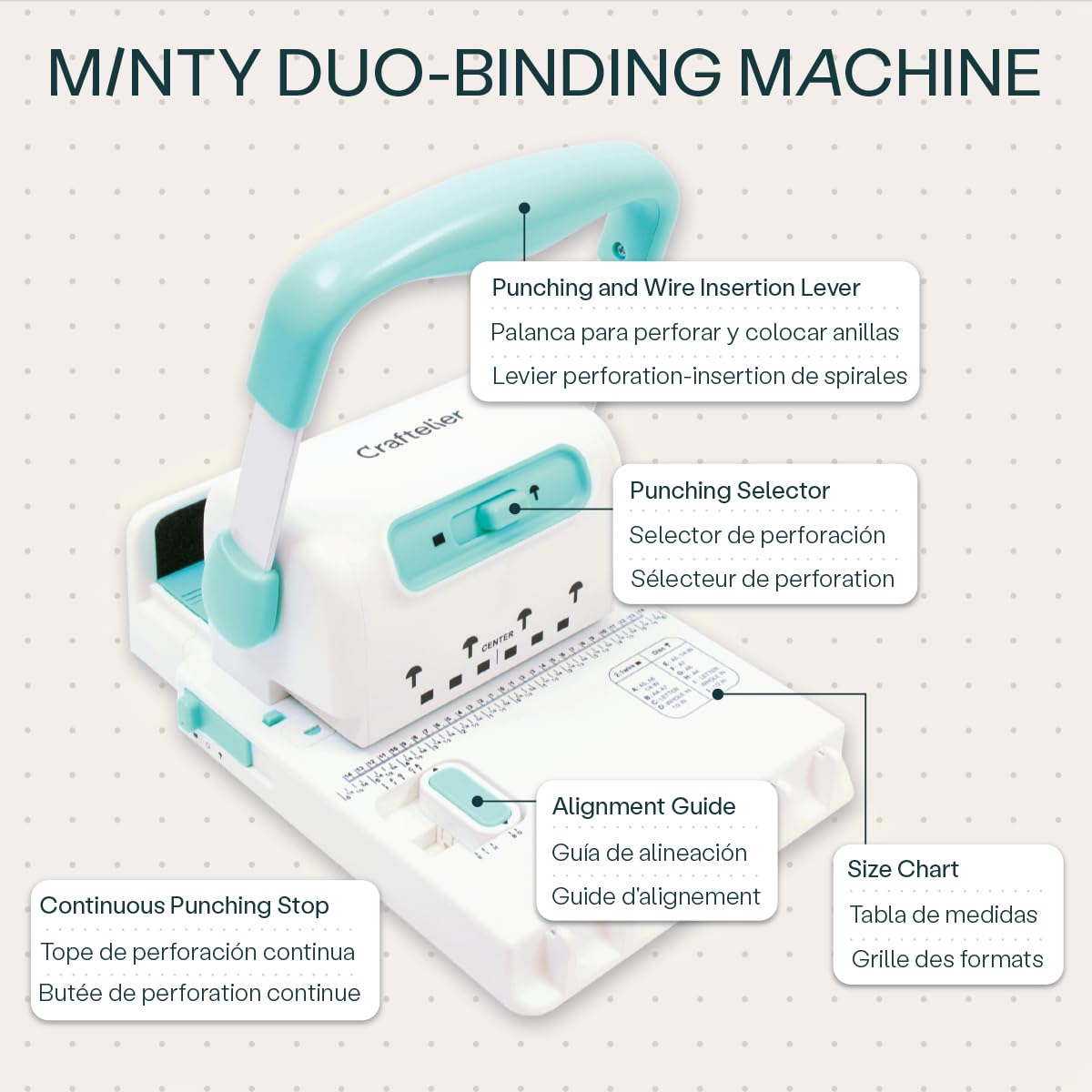Craftelier - Spiral Binding Machine | Binder Machine for Book Binding | Compatible with 2:1 Spiral Coils and Classic Rings up to 1" | Compact Coil & Wire Book Binder Tool for Paper, Notebooks