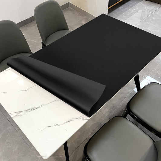 Large Desk Mat - 32x48 Inch Waterproof Easy to Clean Can Conceal Flaws Protector The Table Top from Scratches Used for Dining (Black+Black 32x48)