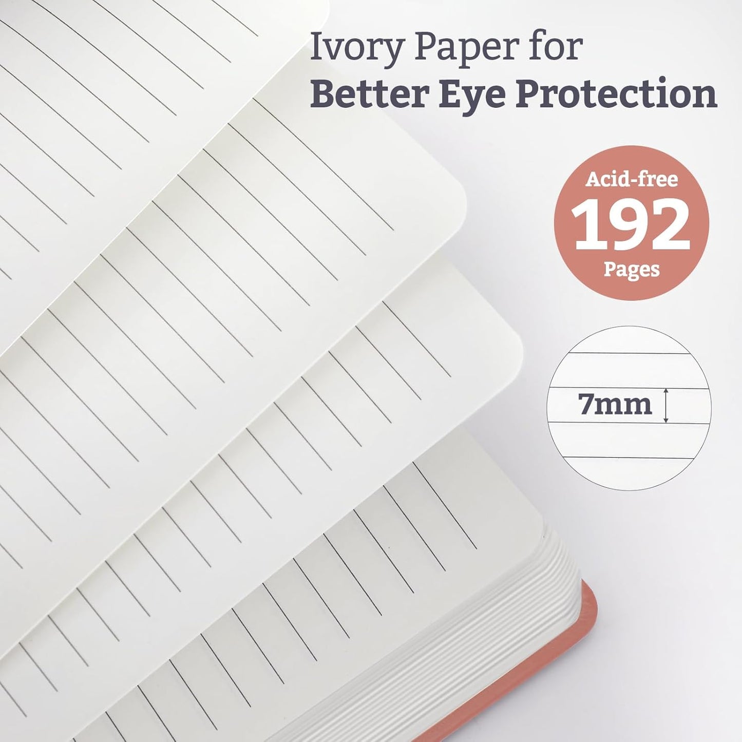 Lined Hardcover Journal Notebook, A5 192 Pages 100Gsm Thick Paper College Ruled for School,Note Taking,Work,Diary，5.7''*8.3'',Blush