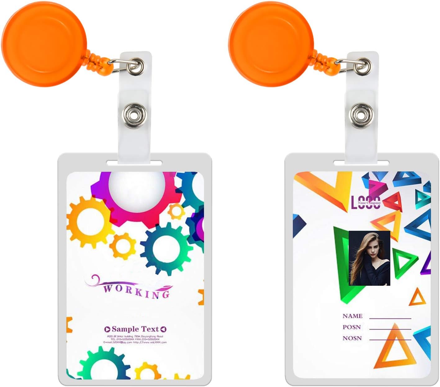 JANYUN 50 Pcs Retractable Badge Reel Clips Holder for Hanging ID Card Name Key Chain (Multi Color)