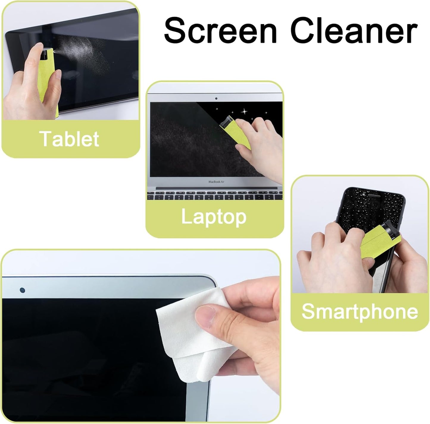 Screen Cleaner Touchscreen Mist Spray, walrfid Cleaning Kit for Electronic Smart Phone TV, Laptop, Tablet, PC, Computer LCD Flat Screens, Eyeglasses, Compatible with iPhone iPad MacBook Pro - Yellow