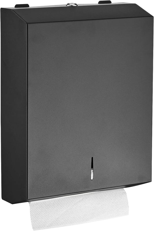 Paper Towel Dispenser Wall Mount - Multifold Trifold Paper Towel Dispensers, Large Capacity Stainless Steel Tissue Holder, Suitable for Bathrooms and Public Places Black