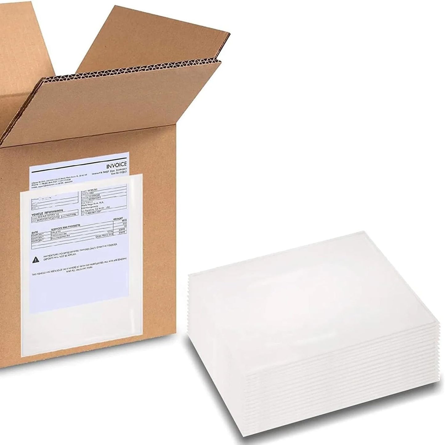 PSBM 5.5" x 10" Clear Packing List Back Side Loading Plain Face Envelopes Pouches (1000 Pieces)