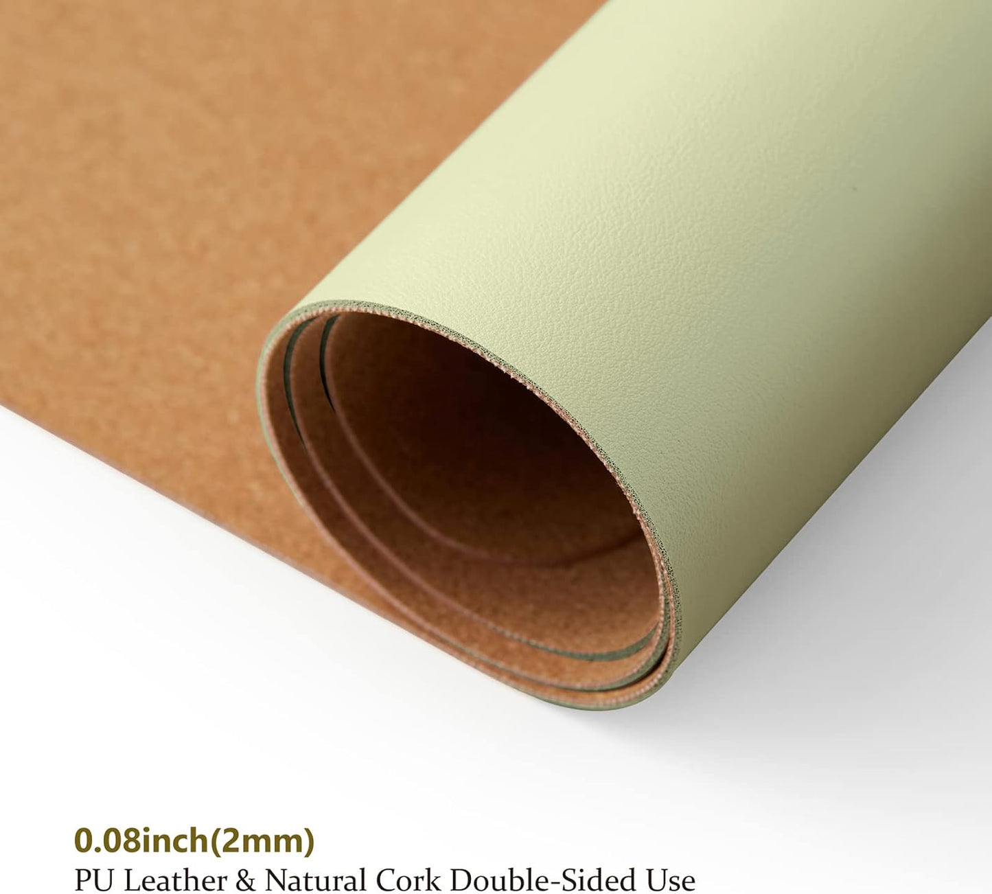Cork Desk Mat - Dual-Sided Desk Pad for Office and Home - Desk Organization and Accessories - Ideal for Large Mouse Pad and Desk Mats on Top of Desks(Light Green,27.6"x 13.8")