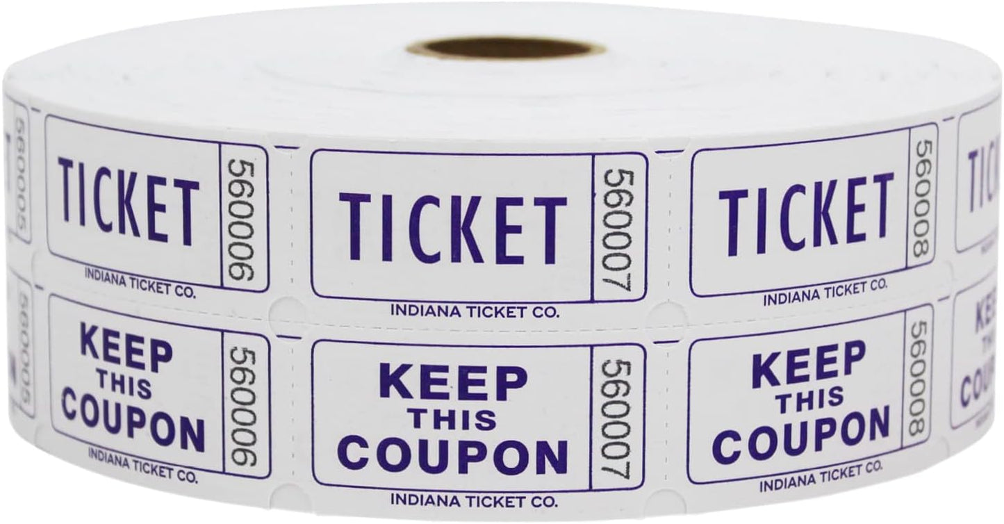 INDIANA TICKET CO. 2,000 Grape Raffle Tickets, Double Roll, Premium Quality 50/50 Raffle Tickets for Events, Carnivals, Door Prizes, Drinks and More