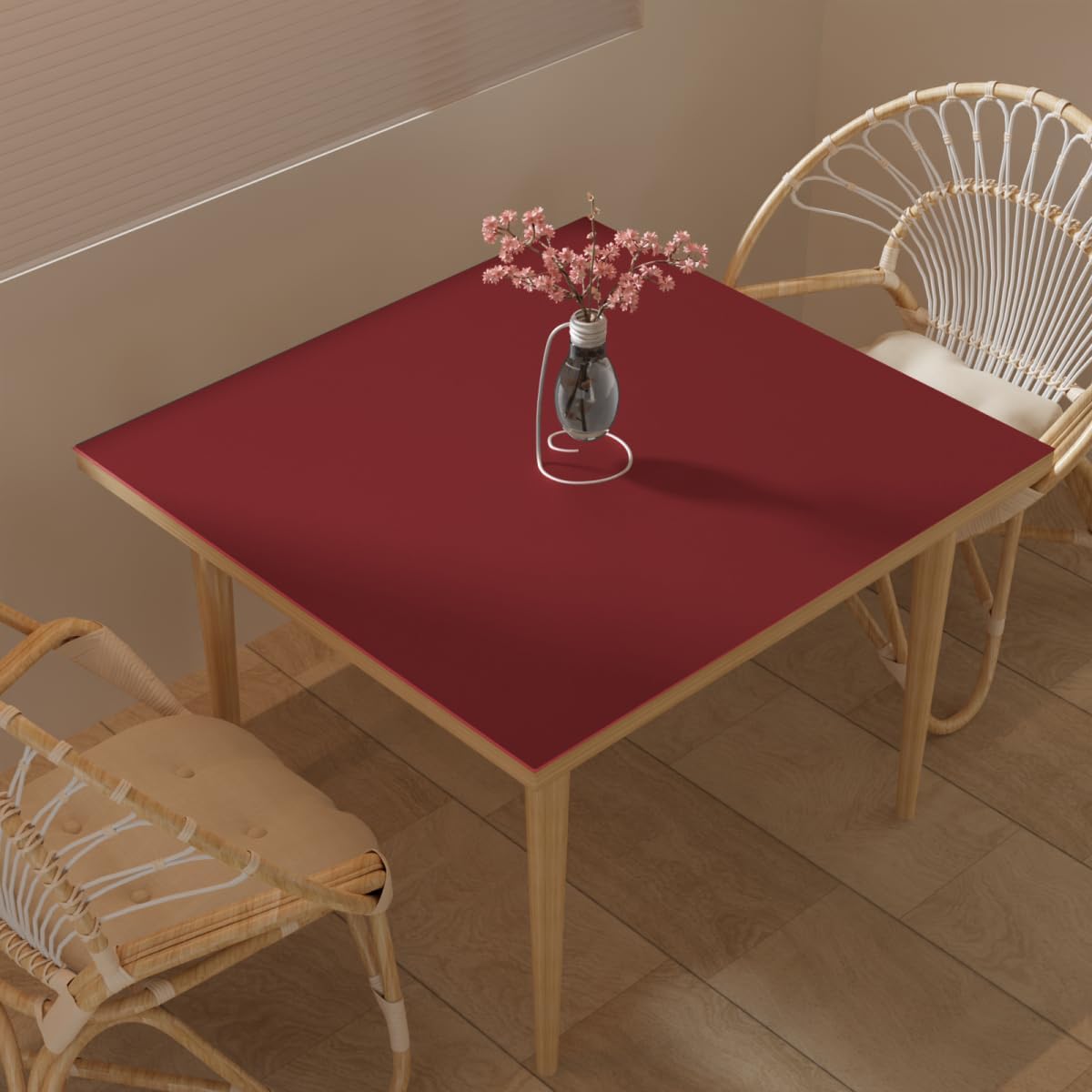 Table Pad - Used for Square Table Waterproof and Easy to Clean Good Flatness Easy to Used for Dining Table(Black+Wine Red 46x46)