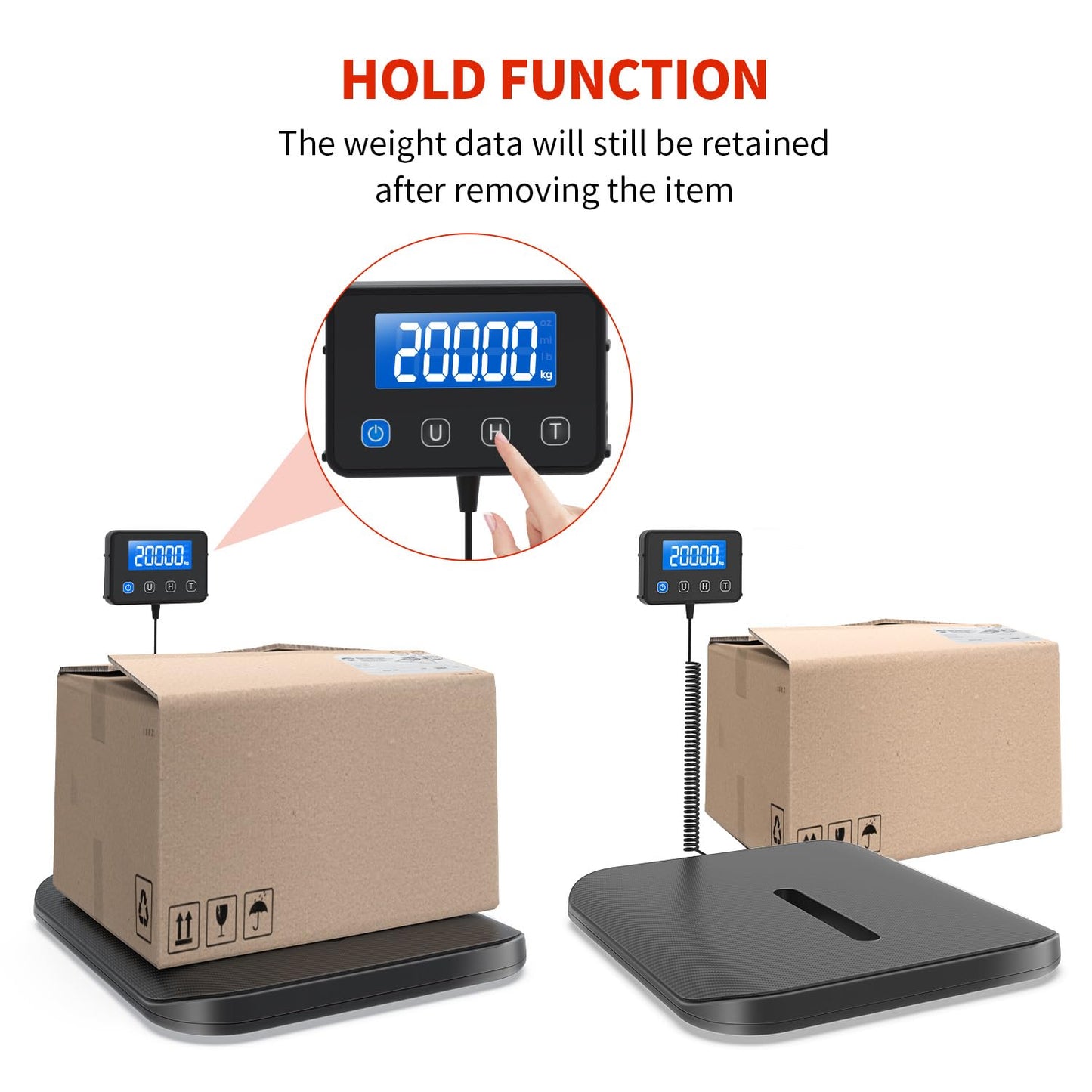 KKZ Shipping Scale, 440 LB Heavy Duty Postal Scale for Packages, Large Mailing Scale for Postage, Industrial, Small Business, Laundry, Warehouse, Carbon Fibre