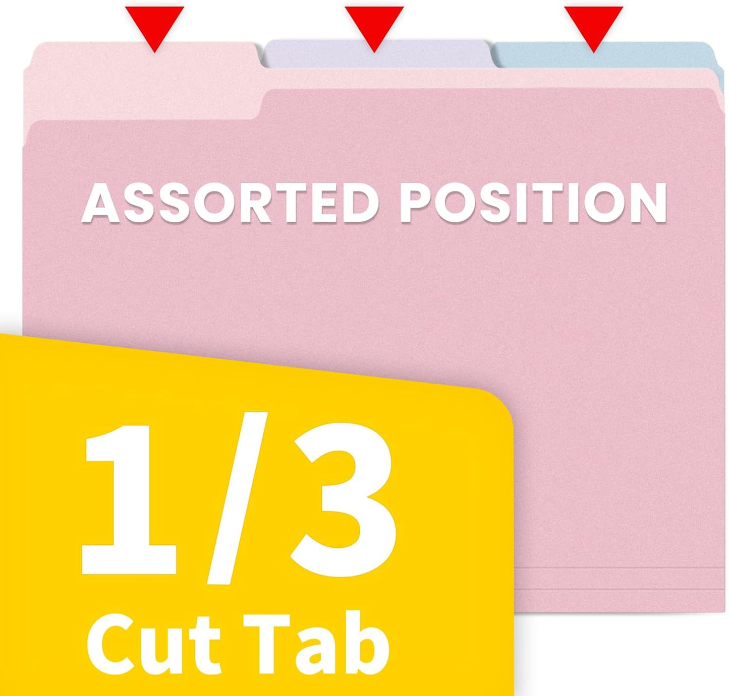 SUNEE File Folders Letter Size 10 Pastel Colors, 100 Pack Manilla Folders 8.5 x 11 1/3-Cut Tabs, Colored File Folders Office Home School for Documents Files Paper