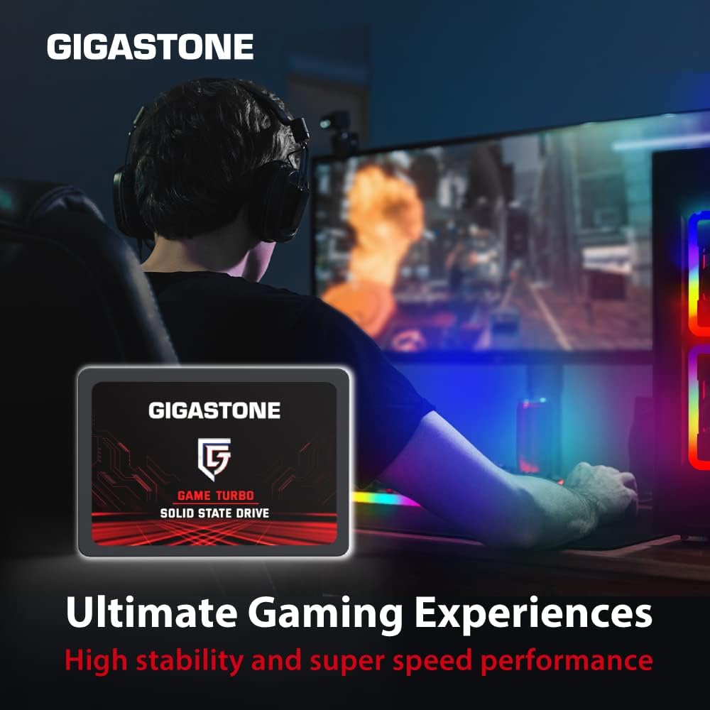 Gigastone SATA SSD 256GB 2.5 inch SSD 520MB/s Upgrade Laptop PC Memory and Storage PS4 HDD Replacement 2.5" Internal Solid State Hard Drives SATA III SLC Cache 3D NAND Game Turbo Performance