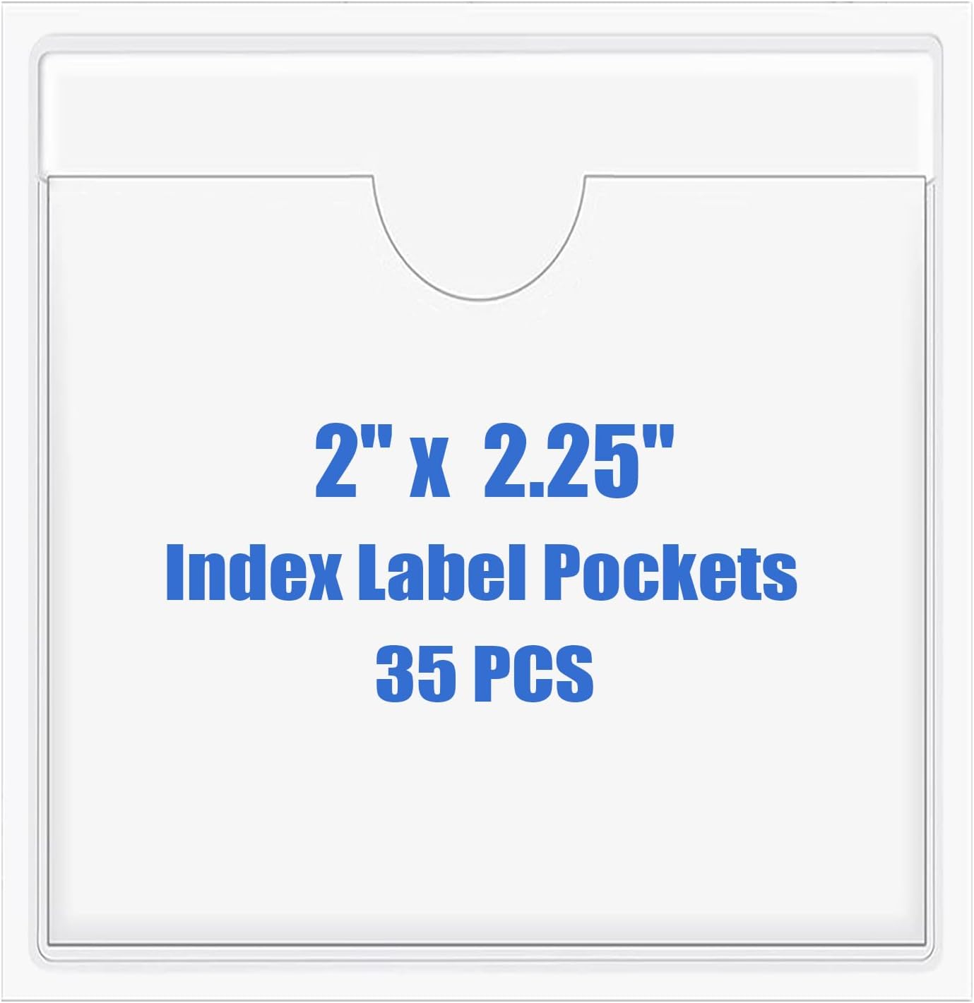 Origin-Joy 35 PCS Self Adhesive Index Card Pockets with Top Open, Clear Plastic Label Holder for Notes, Library and Business, Adhesive Label Pockets & Card Holder (2 x 2.25 inch)