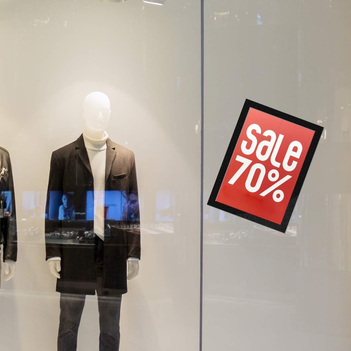 Document Sign Holder Pockets with Adhesive Back, Plastic Poster Picture Notice Display Frame for Window/Door/Wall/Cabinet, 8.5 x 11.6 Inches, Black, 30 Pack