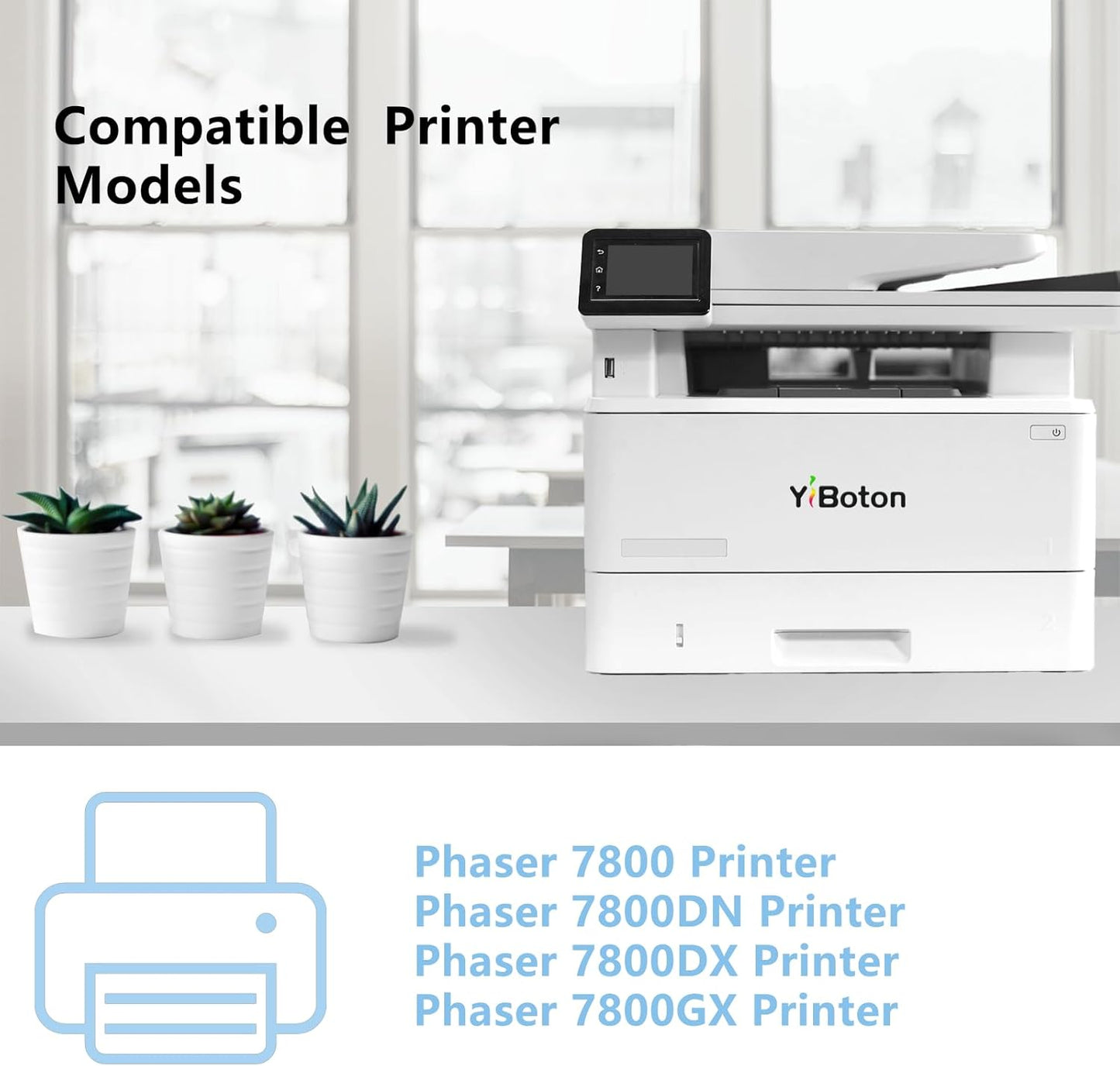 High Yield Phaser 7800 106R01569 106R01566 106R01567 106R01568 Toner Cartridge Set Replacement for Xerox Phaser 7800 7800DN 7800DX 7800GX Printer.4-Pack Black Cyan Magenta Yellow