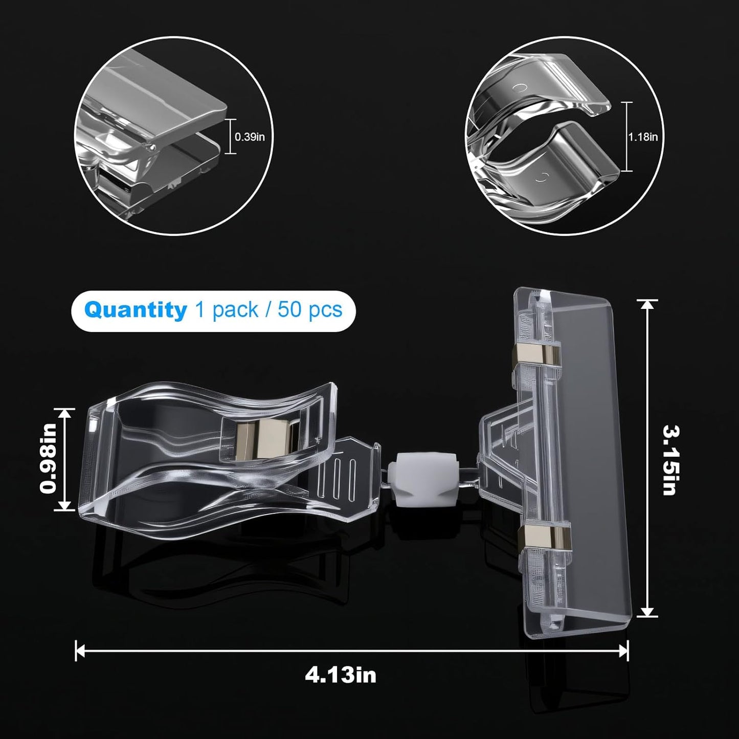 MAQUITA 50 Pcs Plastic Sign Holder Clips Swivel Price Signs Rotatable Rack Shelf Price Clips for Merchandise Double Display for Retail Cards