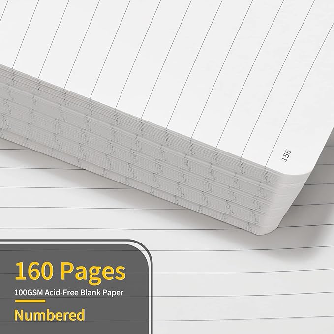 Annecy Lined Journal Notebook, Hardcover Numbered College Ruled Journal, Medium 5.5x 8.25, 160 Pages 100GSM Writing Paper, Peach Pink