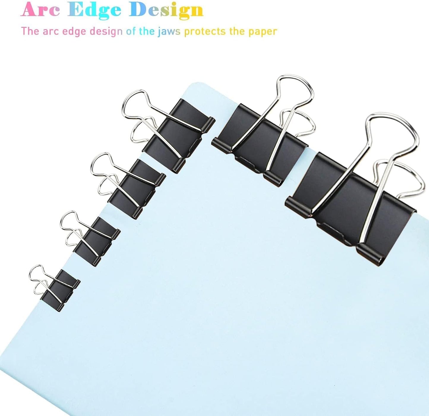 Extra Large Binder Clips, 12 Pack, 2.4 Inch, Standard 60mm, Black, Jumbo Paper Clips, Fold Clamp, Office and School Supplies, with Storage Container