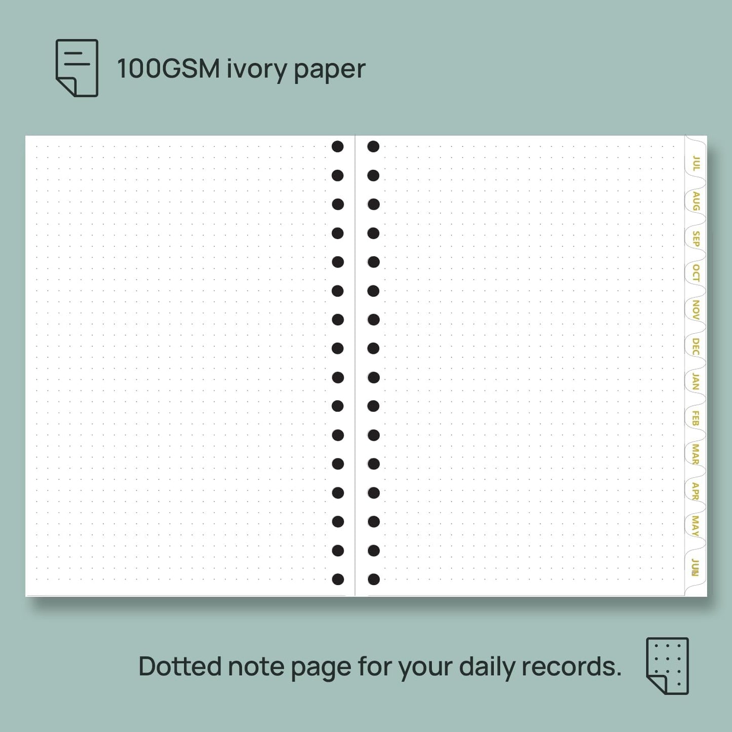 POPRUN Monthly Planner 2025-2026 Spiral Hardcover (6.25'' x 8.5''), 18 Months Calendar (Jul.2025 - Dec.2026)- 2 Pages per Month with Dotted Note Pages, Sunday Start, Laminated Tab - Light Pink