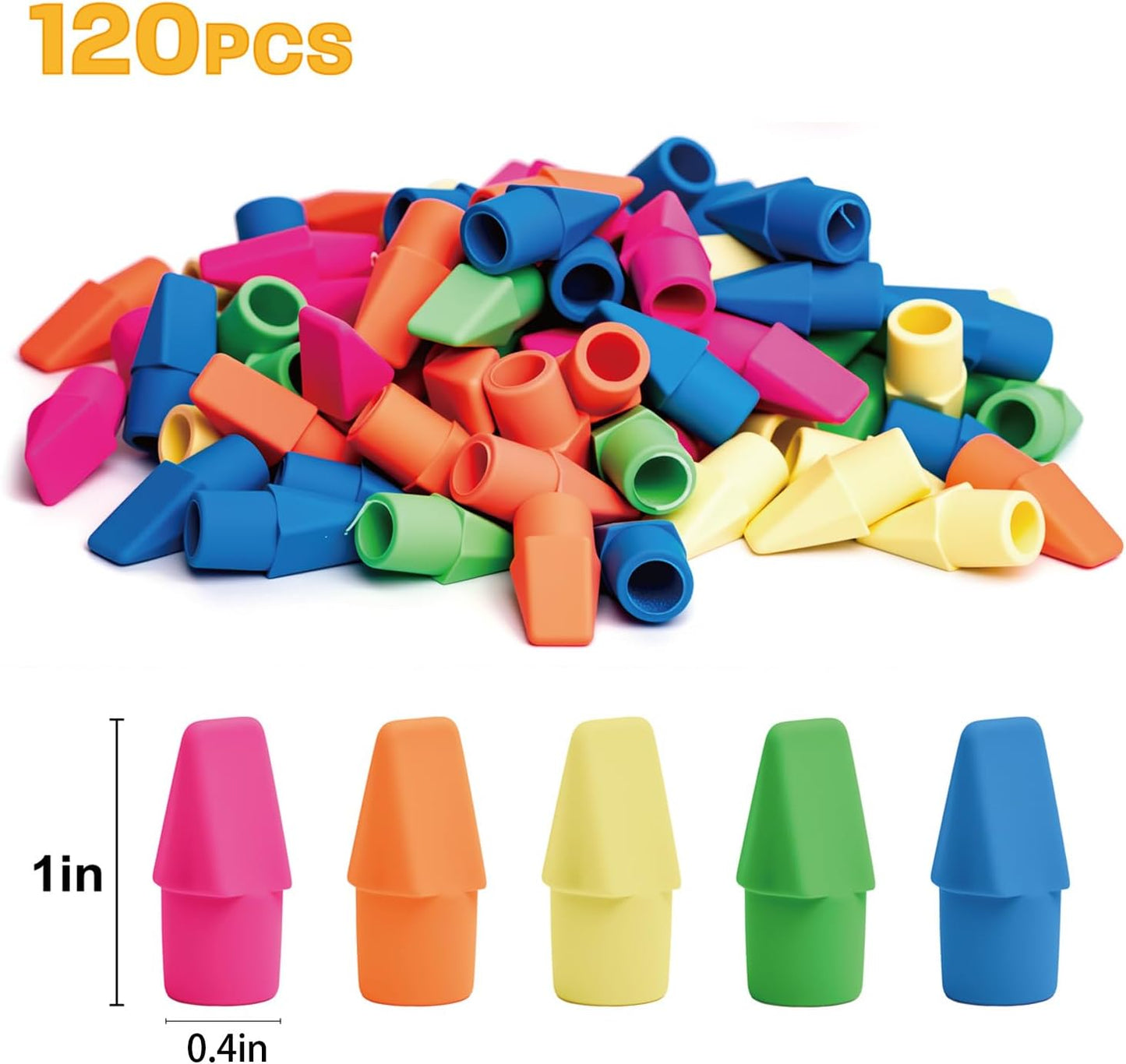 Cap Erasers for Pencils Pulk - Pencil Top Erasers Cap Erasers Toppers for Latex Free Assorted Colors School Supplies for Teachers Sudents Classroom Home and Office (120)