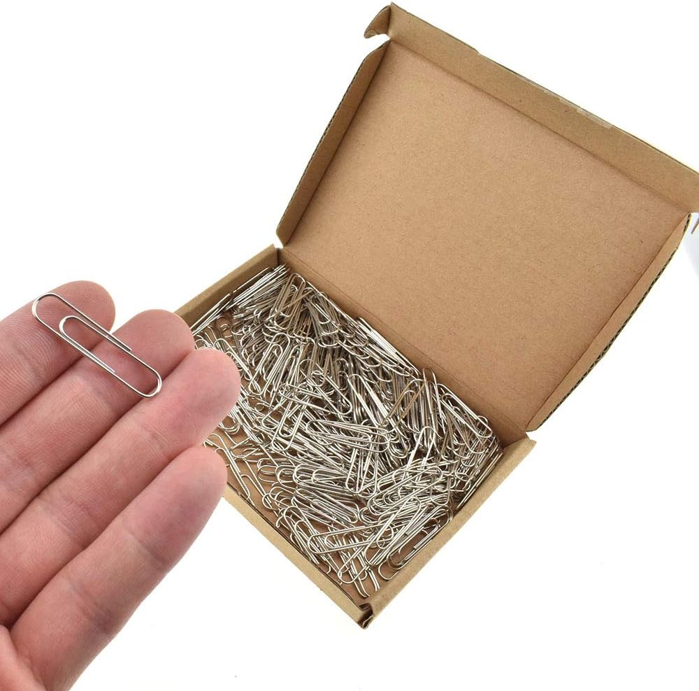 HAHIYO Paper Clips Sturdy 1.3”(33mm) Length 280 Pack Paperclips Heavy Duty Tight Grip Rust Proof Reusable Metal Bright Silver for Home Office School