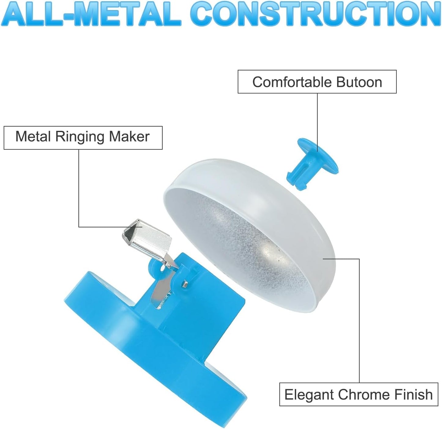 PATIKIL 6 Pcs Desk Call Bell 2.5" Dia with Metal Anti-Rust Construction Blue/White