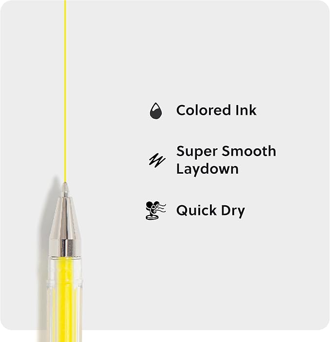 U Brands Metallic Gel Pens, Set of 30, Assorted Point Sizes, Glitter, Pastel, Neon and Classic Assorted Colors