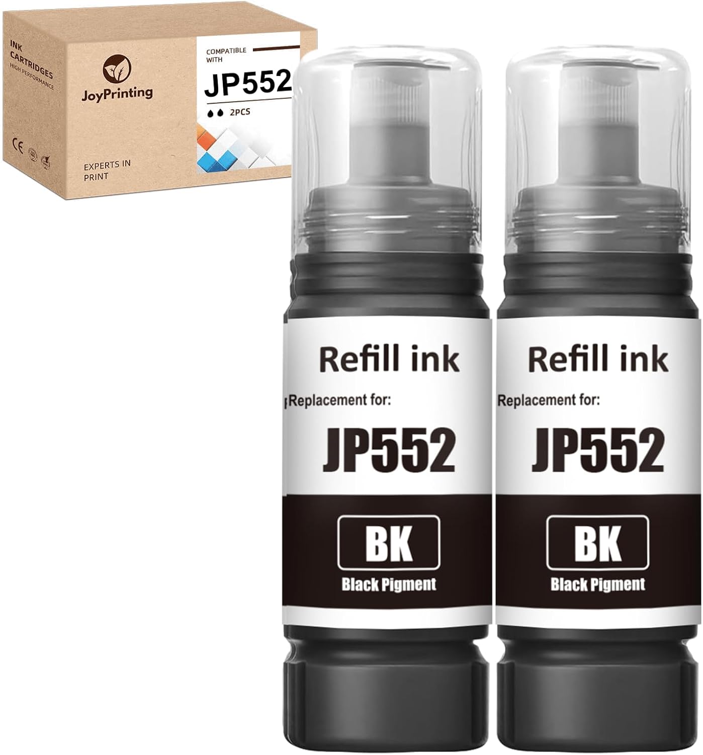552 Black Ink Bottles Compatible 552 Ink Refill Bottles Work for ET-8500 ET-8550 Printers (Pigment Black, 2 Pack)