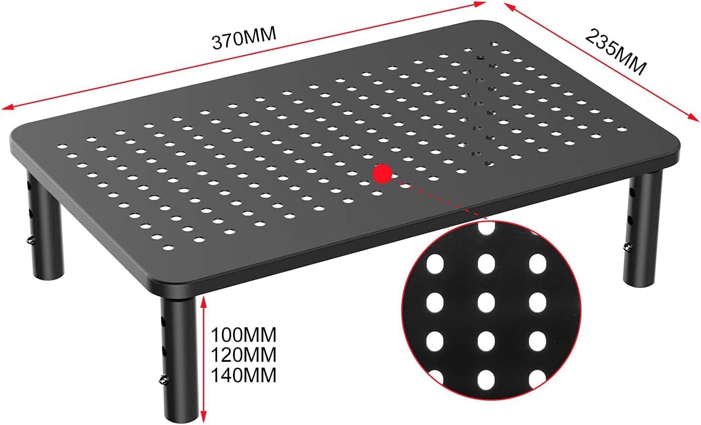 suptek Monitor Stand Riser for Computer,Laptop,Printer, Notebook and All Flat Screen Display with Vented Metal Platform,3 Height Adjustable Laptop Riser,2 Pack,Black(MST003-2)