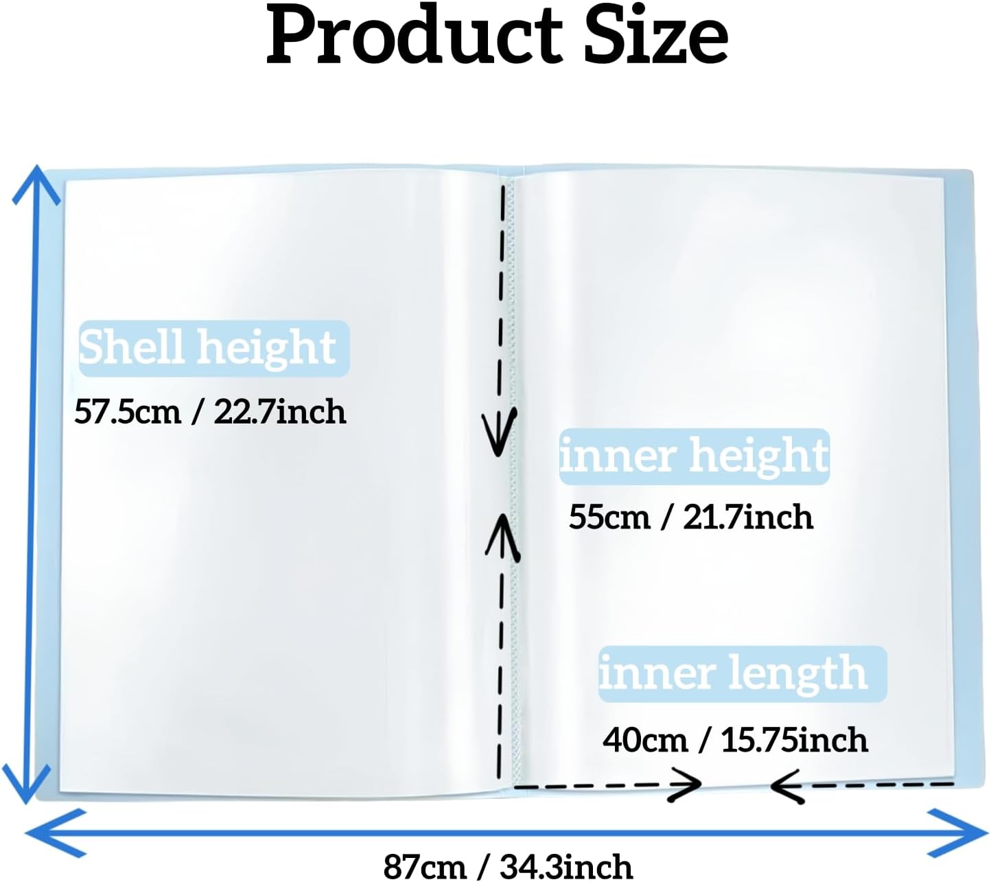 MOTEERLLU A2 Storage Book Suitable for 22x15 inches Diamond Paintings,Diamond Art Kit Storage Container with 30 Pocket Sleeves,Portfolio Folder for Artwork (Black)