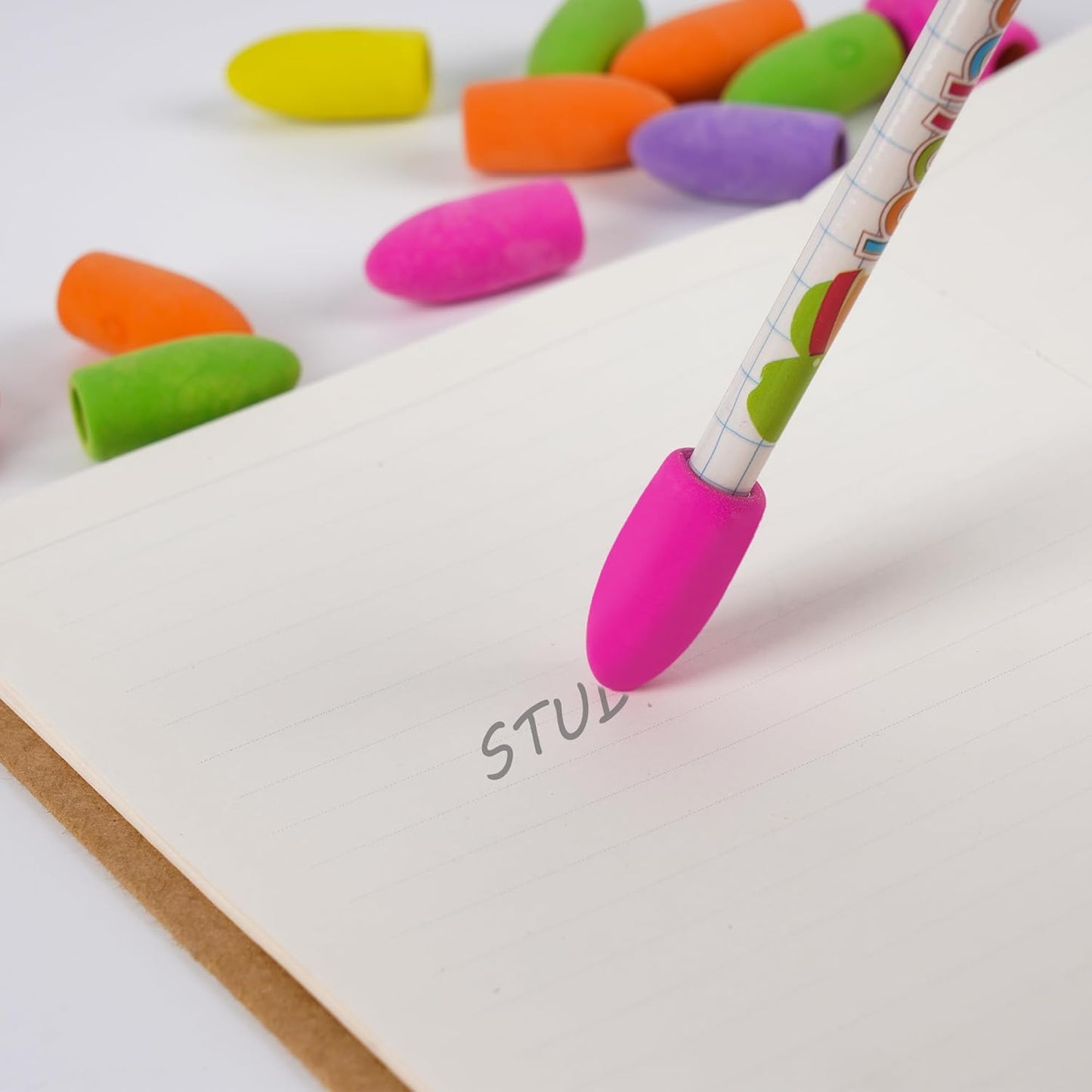 400 Pack Pencil Eraser Caps Latex Free Pencil Pencil Eraser Toppers, Round Arrowhead Caps Erasers School Erasers for School Supplies for Teachers, Assorted Color (Deep Color)