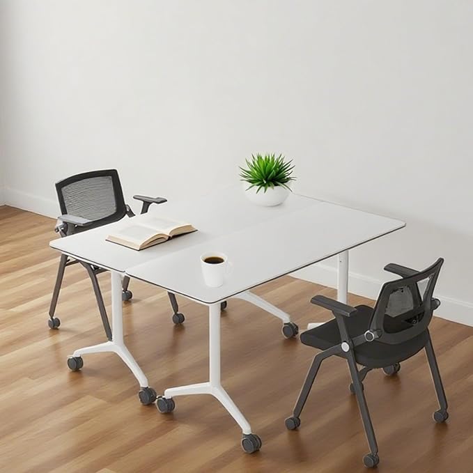 Conference Room Tables,Folding Conference Tables Rolling Meeting Modern Training Table with Flip Top,Mobile Conference Table with Four Locking Wheels,for Meeting Room Office Classroom(2Pack 61in)