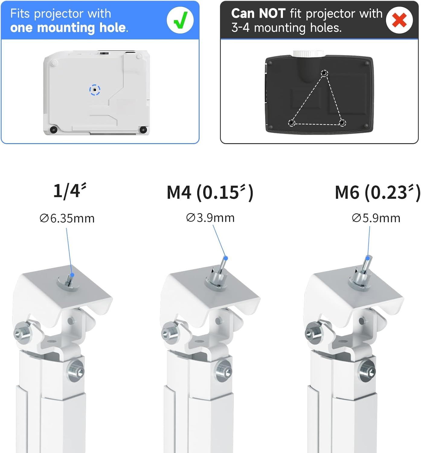 suptek Extended Mini Projector Ceiling Mount Adjustable Wall Mount with Thread Adapters for Projector DVR Camera, Max 21inch (PR05MINI)