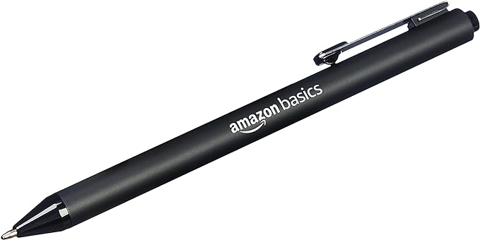 Amazon Basics Black Ballpoint Pens for Smooth Writing, Retractable, 12-Pack