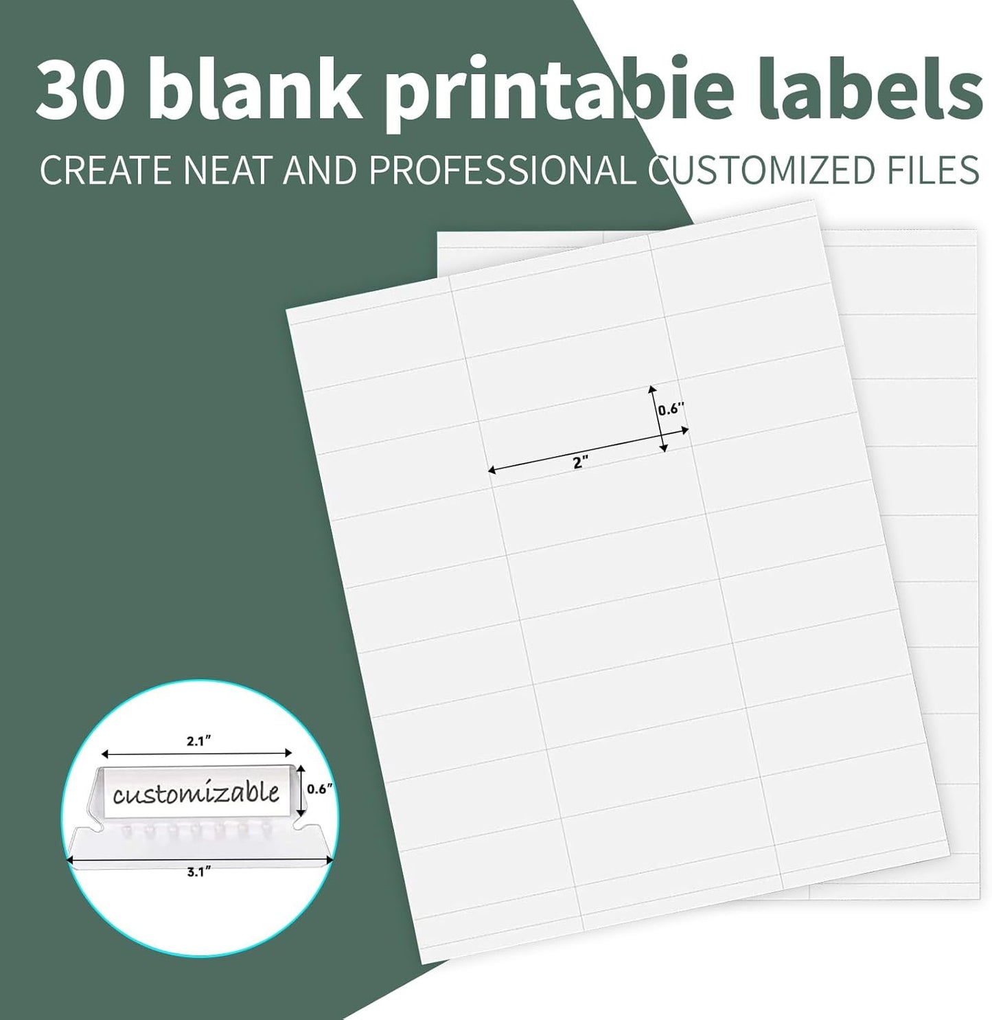 HERKKA Hanging File Folders, 30 Pack Reinforced Legal Size Hanging Folders with Heavy Duty 0 Inch Expansion, Designed for Bulky Files, Medical Charts, Adjustable Tabs, Green