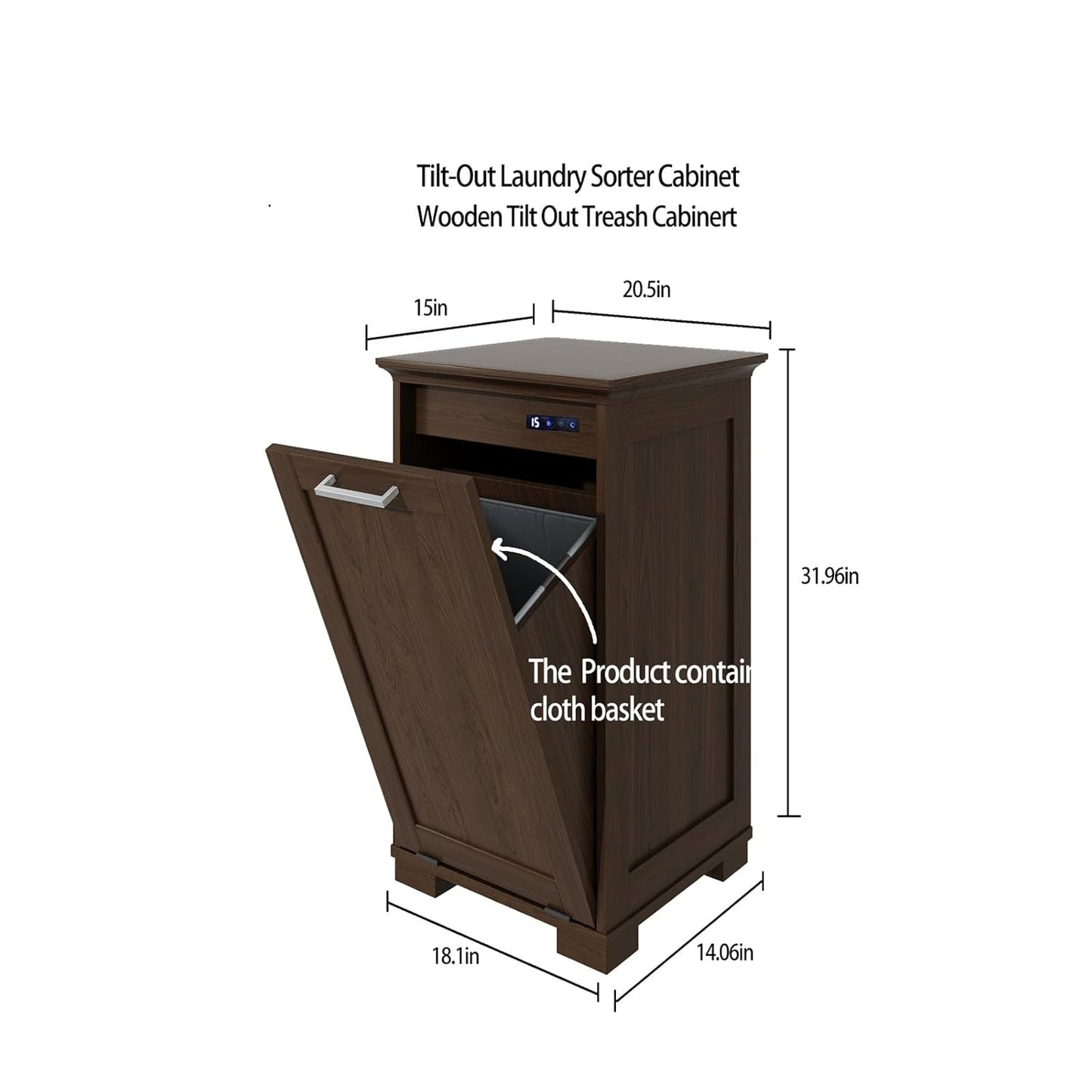 OLD CAPTAIN Wooden Tilt Out Trash Cabinet, Wooden Kitchen Garbage Can Free Standing Holder, Brown Finish