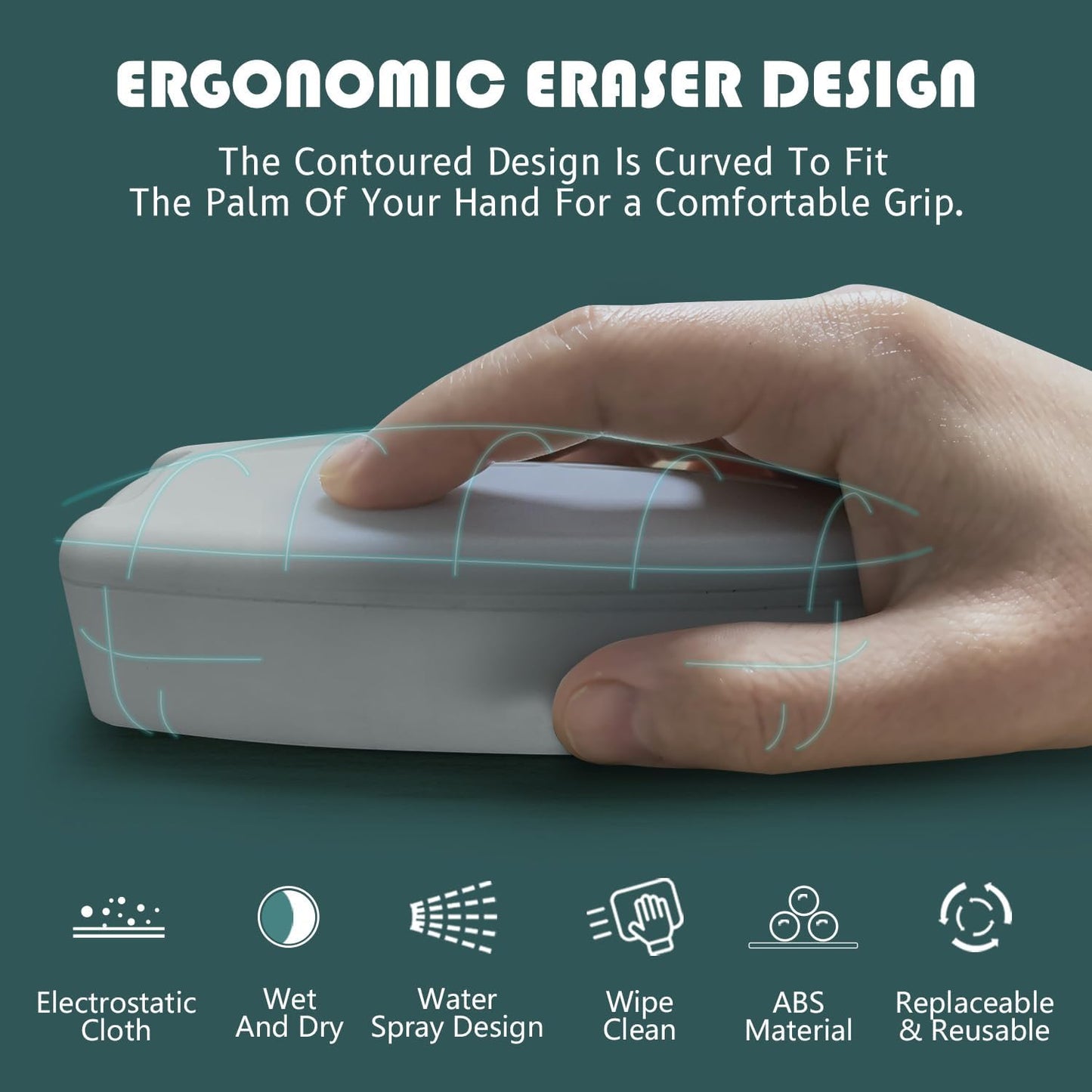 Replaceable Dry Erase Spray Eraser, 3-in-1 Non-Magnetic Chalkboard Erasers for Glass Marker Board Whiteboard, ZHIDIAN Dustless Chalk Cleaner w/ 2 Microfiber Pads