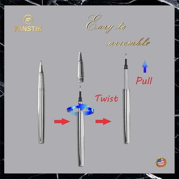 Silver Luxury Rollerball pen (Made In USA) fancy gift set for women, Real 24K Gold Plating, Professional executive pen gift set for men (Lux Rollerball Silver)