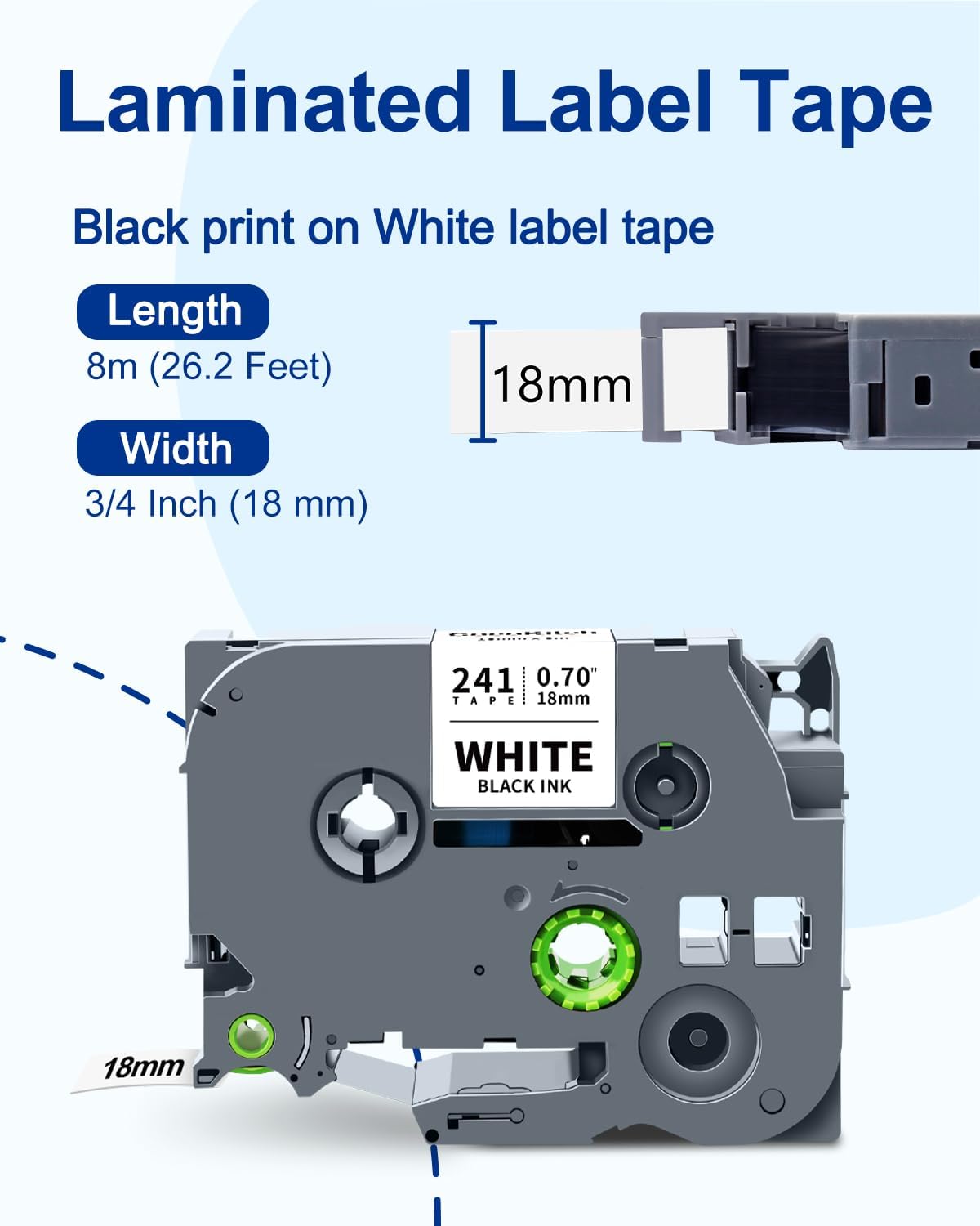 5-Pack TZe-241 TZ Tape 18mm 0.7 Laminated White Compatible for Brother P Touch Label Tape TZe 241 TZe241 TZ-241 for Ptouch PT-D410 PT-D400 D610BT PT-D600 PTD460BT Label Maker, 3/4 Inch x 26.2 Ft