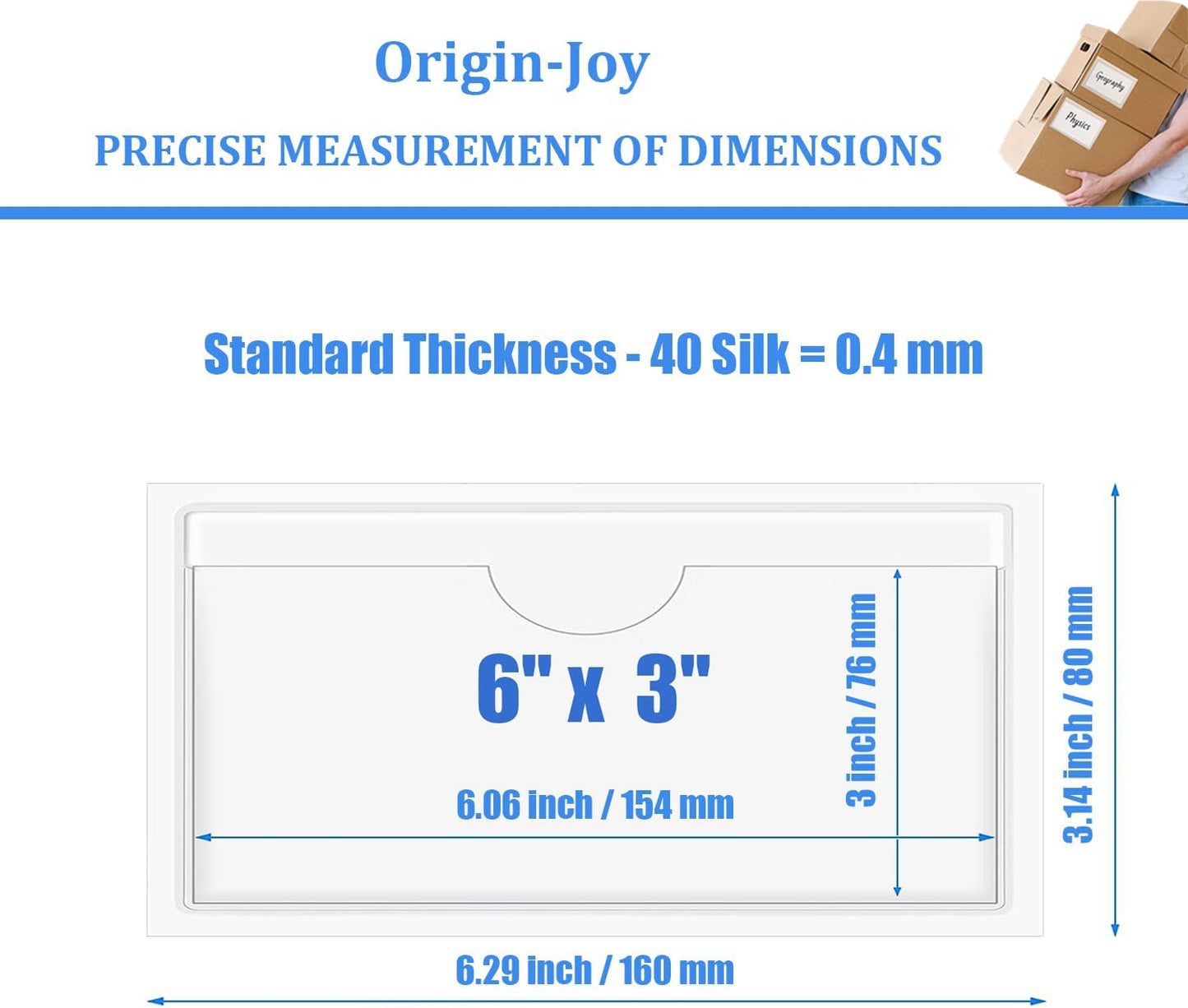 Origin-Joy 35 PCS Self Adhesive Index Card Pockets with Top Open, Clear Plastic Label Holder for Cards of Note, Library and Business, Adhesive Label Pockets & Card Holder (6 x 3 inch)