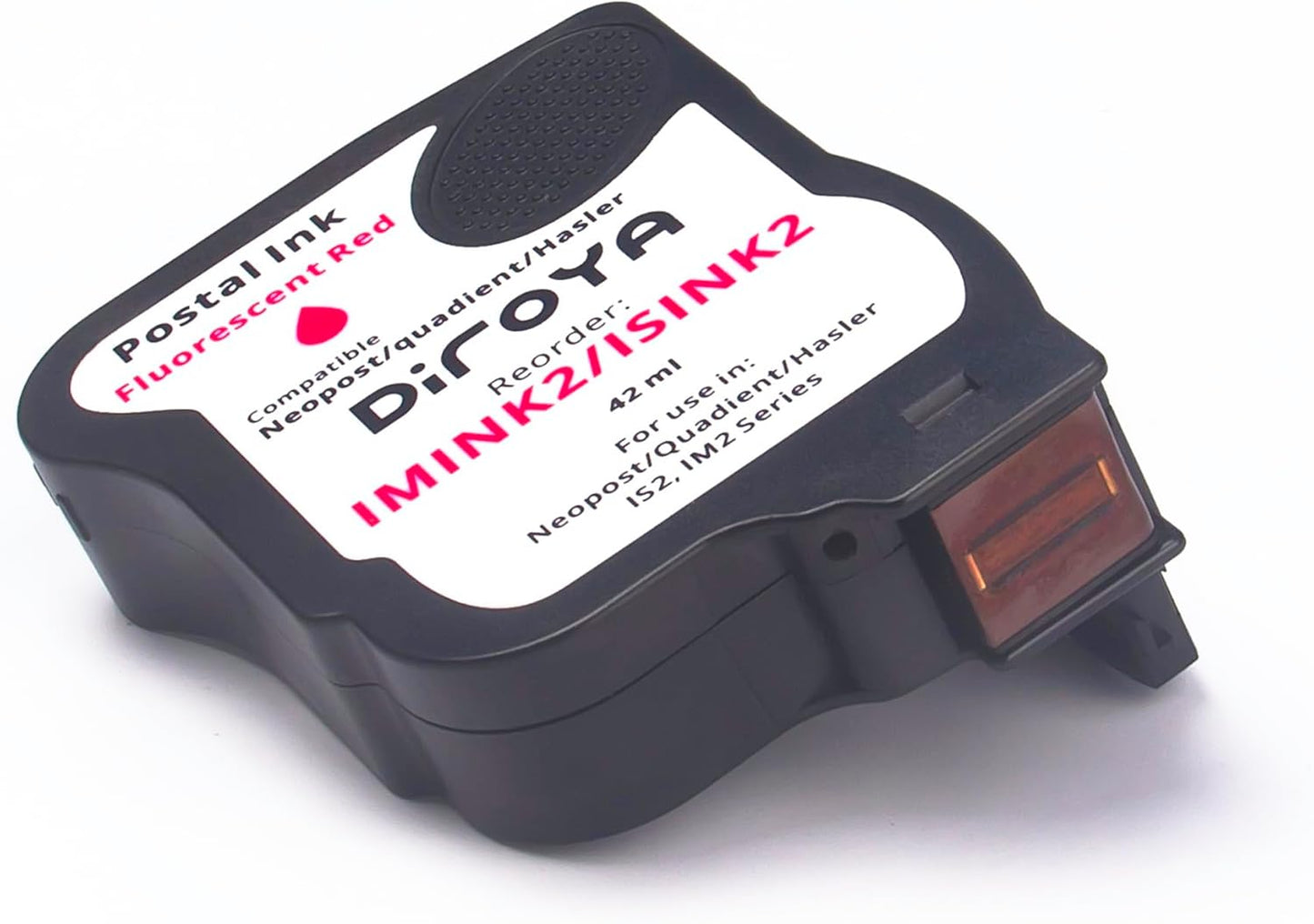 ISINK2 Fluorescent Red Ink Cartridge for Neopost IS-200, IS-240, IS-280, Quadient Hasler IM-200, IM-240, IM-280 Franking Machines, 42ml, 4200 Impressions, 4145144H