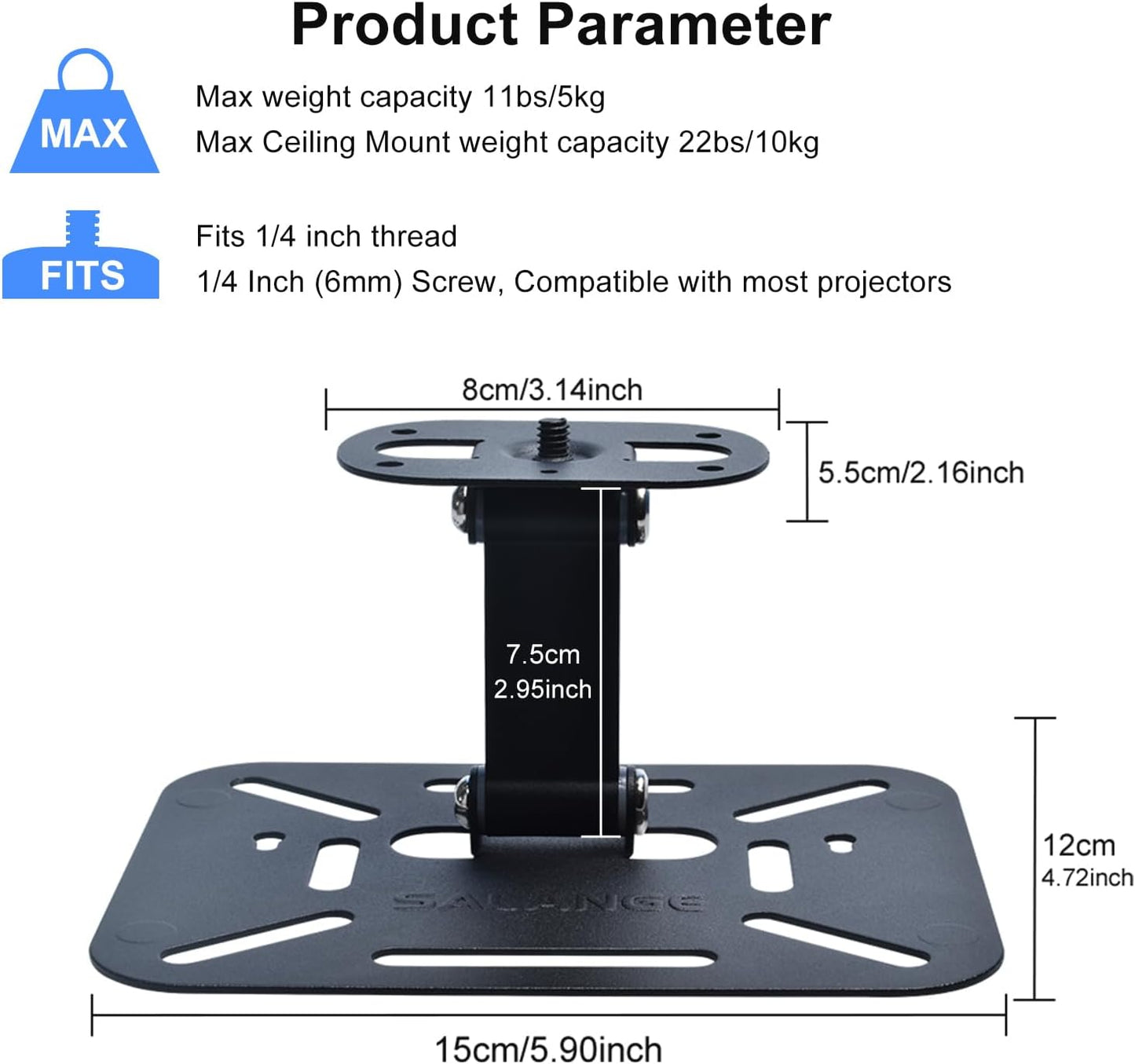 Projector Stand Table, Desktop Foldable Stand, Projector Ceiling Mount, Easy Setup with 180-Degree Adjustment, Compatible with Most Projectors for Home,Outdoor,Office