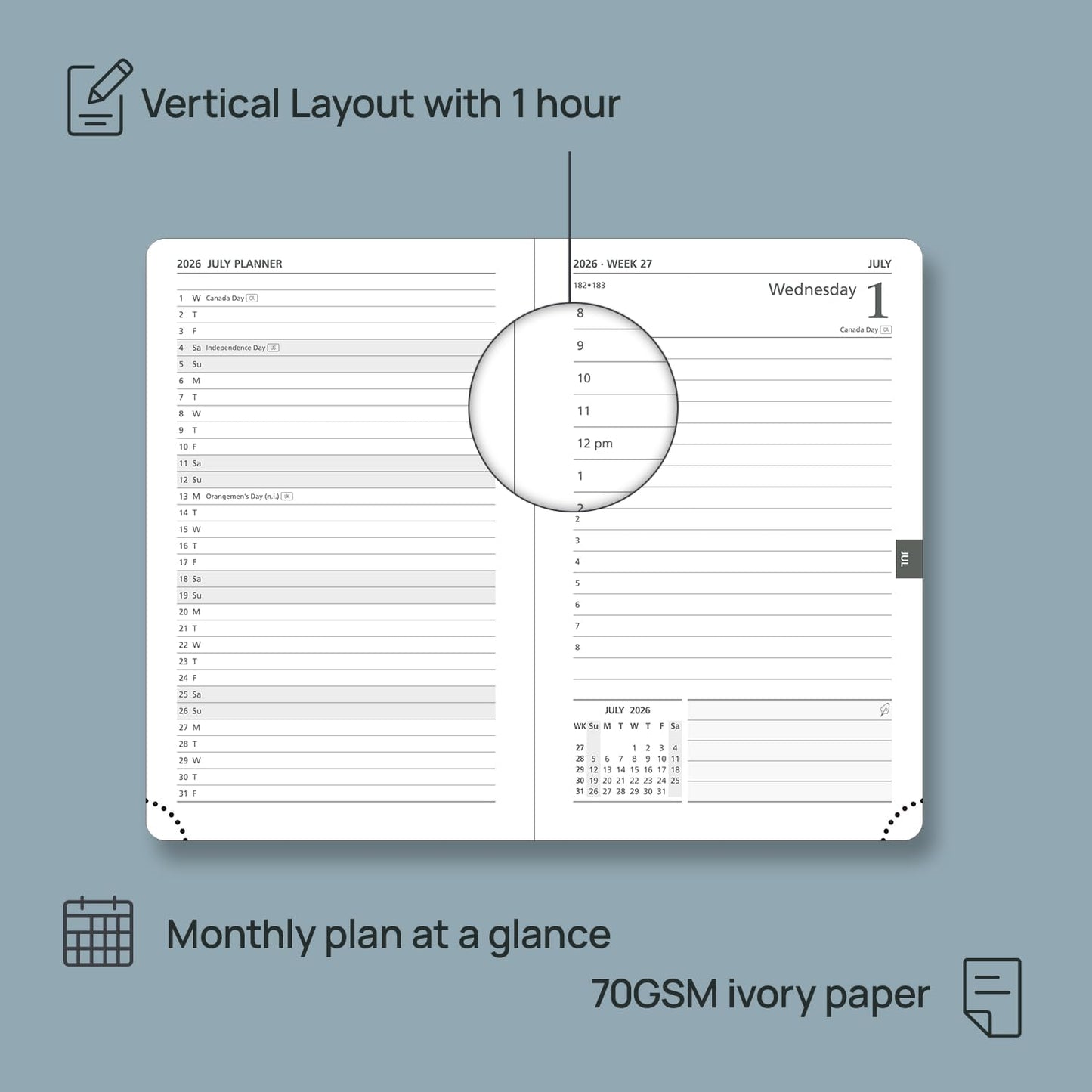 POPRUN Daily Planner 2026 (Jan - Dec), (Purse Size-4.25" x 6.25") 2026 Daily Calendar with One Page Per Day Even Weekends, Hourly Appointment Book with Pocket, PU Leather Softcover - Burgundy Red