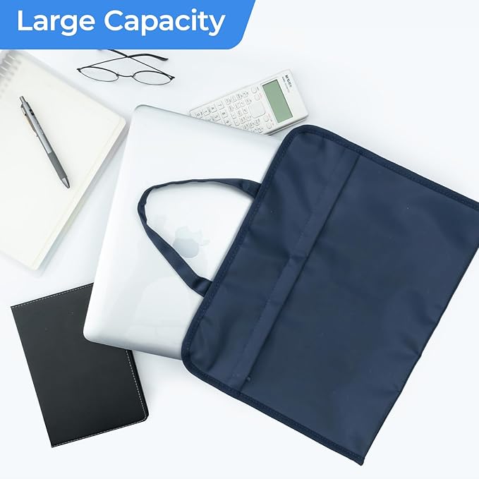 M&G Oxford Zipper Document Bag, Double Layer Waterproof Handle Document Tote Bag for Carrying Paper Documents Books Computer 1 Pack (Dark Blue)