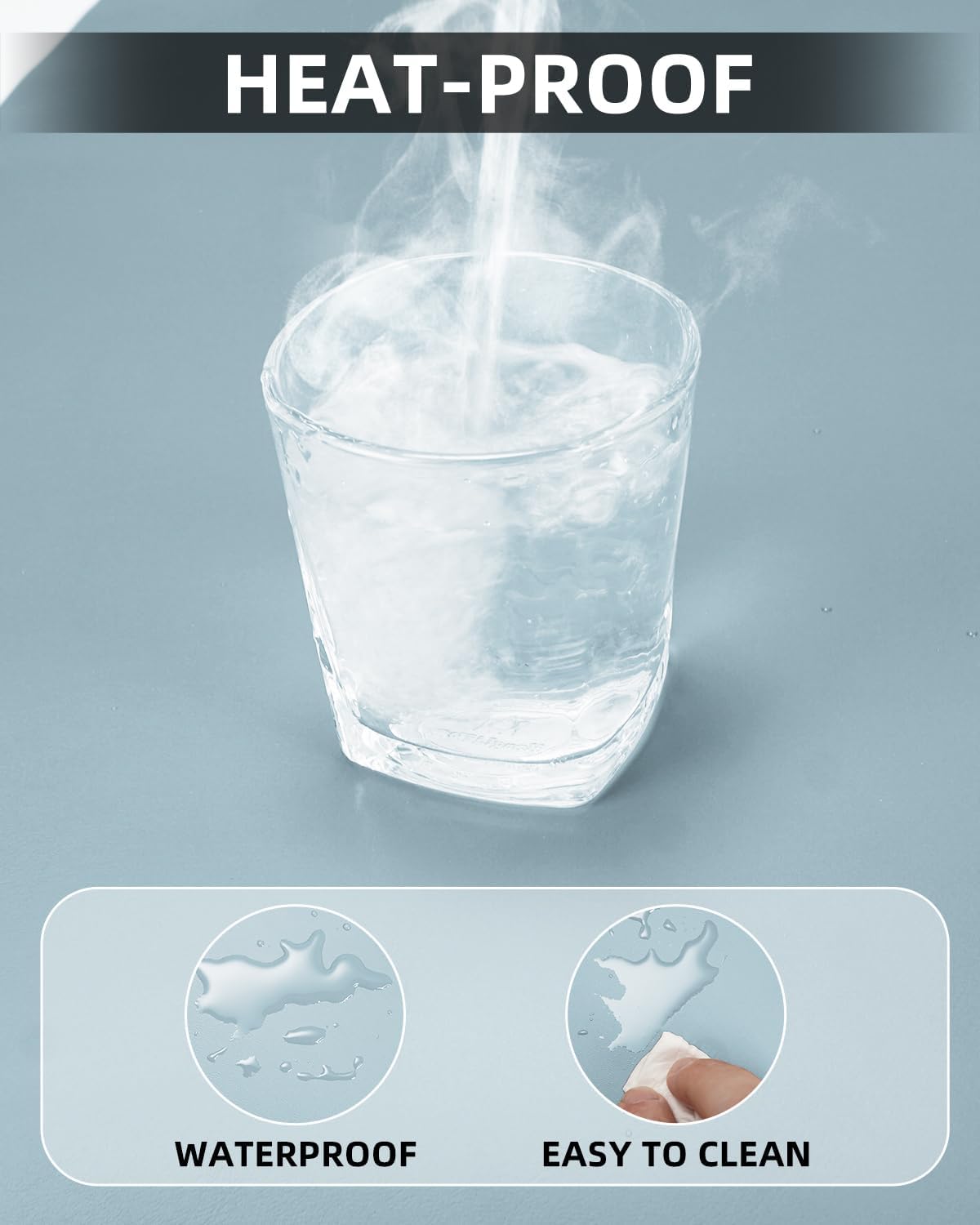 Non-Slip Desk mat,PULeather Desk Pad Protector, Office Desk Mat, Large Mouse Pad,Desk Blotter, Laptop Desk Pad, Waterproof Desk Writing Pad for Office and Home (Light Blue, 35.4" x 17")