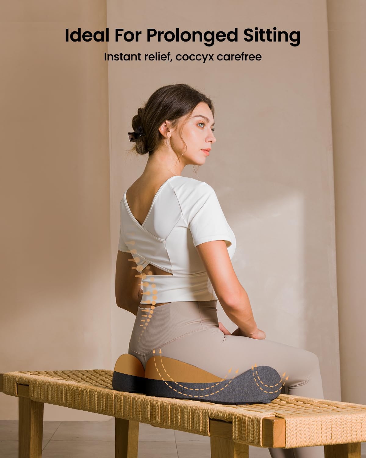 ProtoArc Seat Cushion, Office Chair Cushion for Sciatica, Coccyx Cushion, Ergonomic Memory Foam Seat Cushion for Car, Home, Pressure Relief Pad for Hip, Tailbone, All Day Comfort - Black&Gray