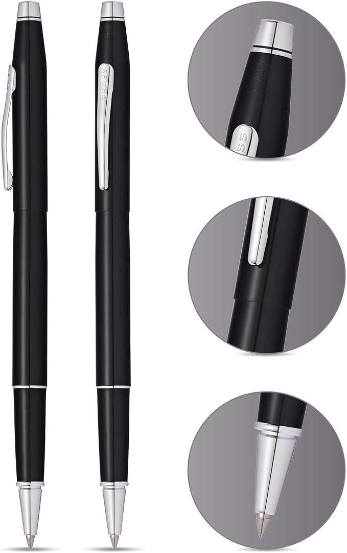 Cross Classic Century Refillable Ballpoint Pen Presented in a Luxury Gift Box - Medium Point, Black Ink, Black & Chrome