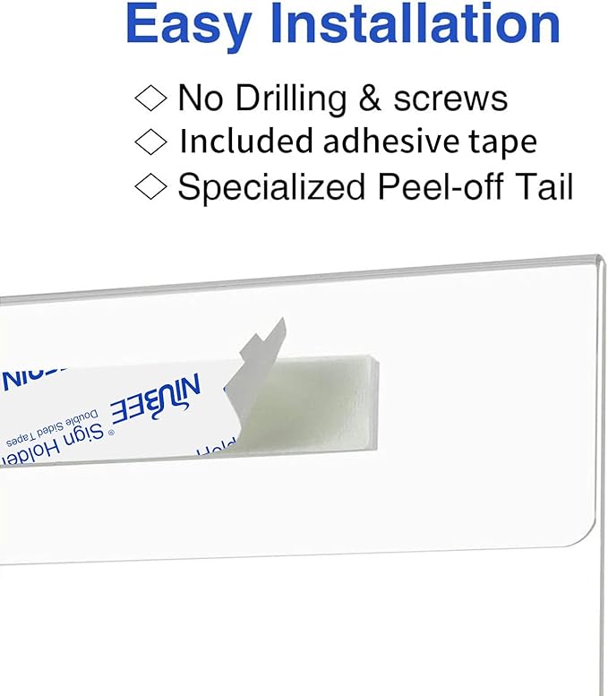 Niubee 6 Pack Acrylic Sign Holder 11 x 17 inches Wall Mount Sign Holders Clear Acrylic Frame with Double Sided Tape Clear Poster Frames Plastic Sign Holder for Office, Home, Restaurant, Vertical